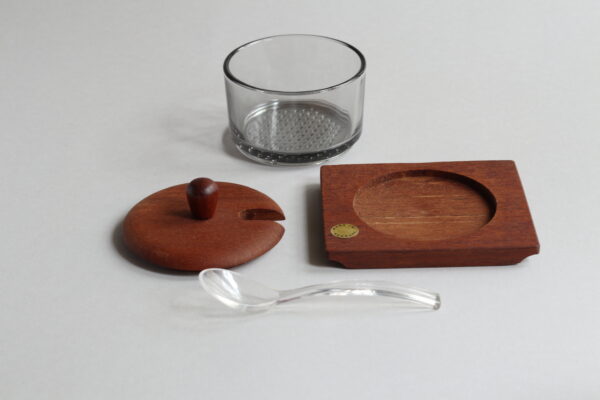 Vintage Danish Teak and Glass Jam Pot - Image 2