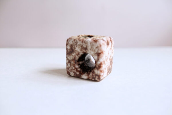 Vintage Fat Lava Ceramic Cube Vase