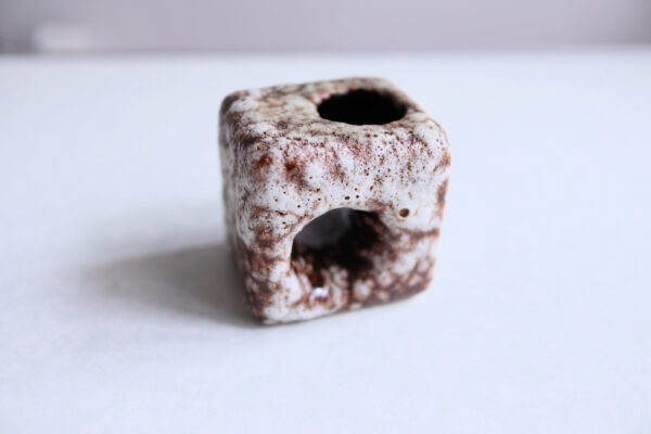 Vintage Fat Lava Ceramic Cube Vase - Image 2