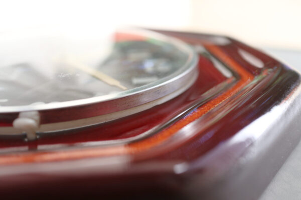 Vintage German Ceramic Wall Clock, Red Octagonal - Image 3