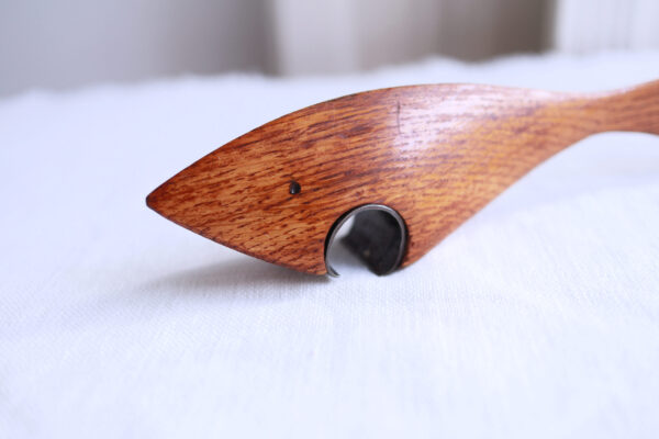 Vintage Teak Wood Shark-Shaped Bottle Opener - Image 2