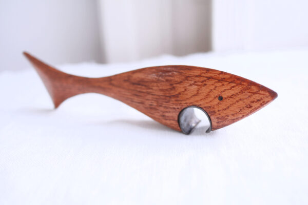 Vintage Teak Wood Shark-Shaped Bottle Opener - Image 7