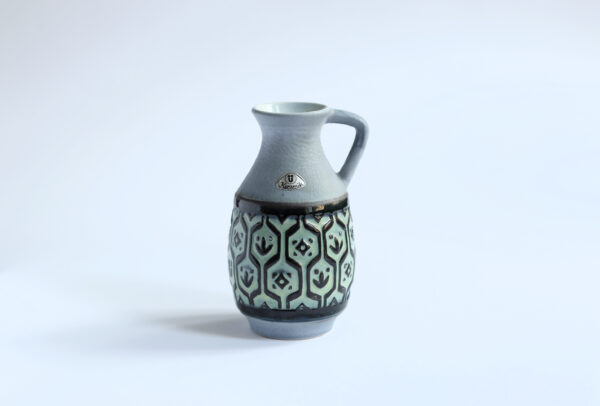 Vintage Ü-Keramik Blue Ceramic Vase, Mid Century