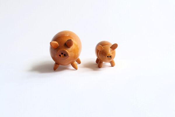 Vintage Wooden Pig Salt and Pepper Shakers Set - Image 2