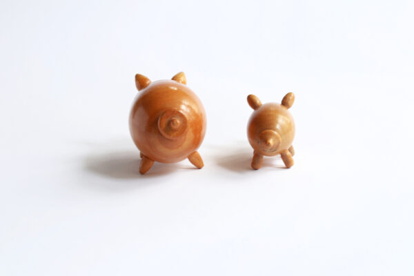 Vintage Wooden Pig Salt and Pepper Shakers Set - Image 3