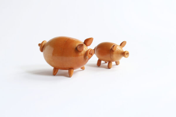 Vintage Wooden Pig Salt and Pepper Shakers Set - Image 4