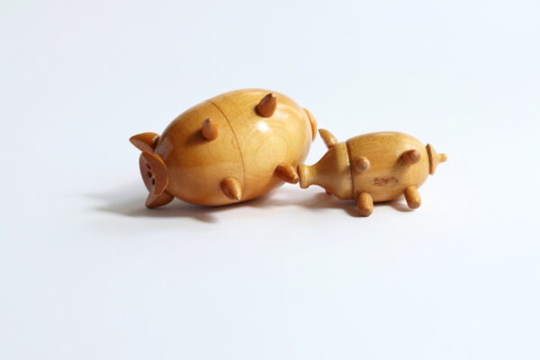 Vintage Wooden Pig Salt and Pepper Shakers Set - Image 6